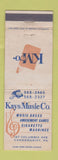 Matchbook Cover - Kays Music Vending Amusement Vandergrift PA