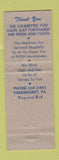 Matchbook Cover - Kays Music Vending Amusement Vandergrift PA