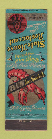 Matchbook Cover - State House Restaurant Philadelphia PA lobster WEAR