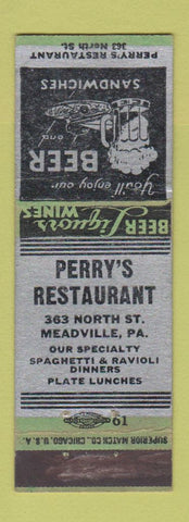 Matchbook Cover - Perry's Restaurant Meadville PA