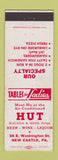 Matchbook Cover - Hut Restaurant pizza New Castle PA