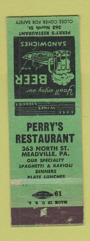 Matchbook Cover - Perry's Restaurant Meadville PA