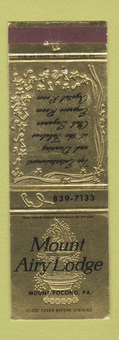 Matchbook Cover - Mount Airy Lodge Mount Pocono PA
