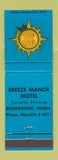 Matchbook Cover - Breeze Manor Motel Breezewood PA
