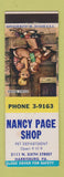 Matchbook Cover - Nancy Page Shop Pet Department Harrisburg PA