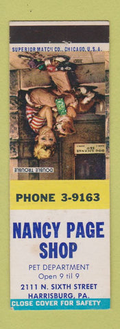 Matchbook Cover - Nancy Page Shop Pet Department Harrisburg PA