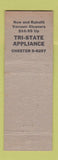 Matchbook Cover - Tri State Appliance Chester PA