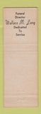 Matchbook Cover - Long Funeral Home Oley PA