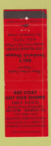 Matchbook Cover - Red Coat Hot Dog Shoppe Sharon PA