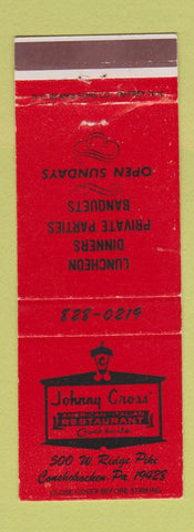 Matchbook Cover - Johnny Cross Restaurant Italian Coshohocken PA