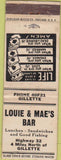 Matchbook Cover - Louie Mae's Bar Gillette WY? WORN