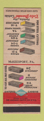 Matchbook Cover - Firthite Carbide McKeesport PA
