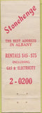 Matchbook Cover - Stonehenge Albany POOR