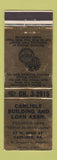 Matchbook Cover - Carlisle Building and Loan PA WEAR