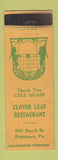 Matchbook Cover - Clover Leaf Restaurant Pottstown PA WEAR