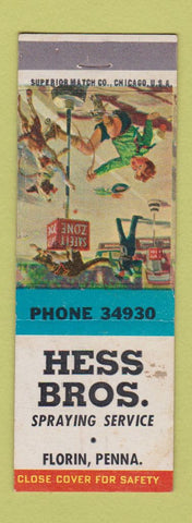 Matchbook Cover - Hess Bros Spraying Florin PA WORN