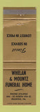 Matchbook Cover - Whelan Mountz Funeral Home Reading PA WEAR