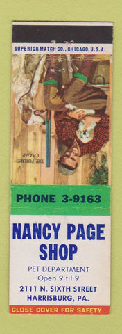 Matchbook Cover - Nancy Page Shop Pet Department Harrisburg PA