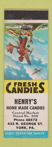 Matchbook Cover - Henry's Home Made Candy York PA
