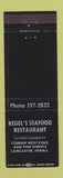 Matchbook Cover - Kegel's Seafood Restaurant Lancaster PA BLACK