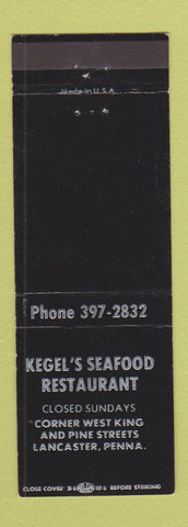 Matchbook Cover - Kegel's Seafood Restaurant Lancaster PA BLACK