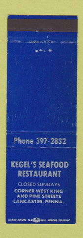Matchbook Cover - Kegel's Seafood Restaurant Lancaster PA BLUE