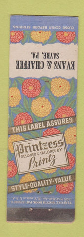 Matchbook Cover - Printzess Women's Dresses Evans Chafee Sayre PA feature WEAR