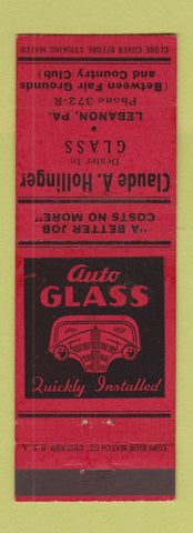 Matchbook Cover - Claude Hollinger Glass Lebanon PA RED