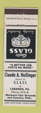 Matchbook Cover - Claude Hollinger Glass Lebanon PA WHITE