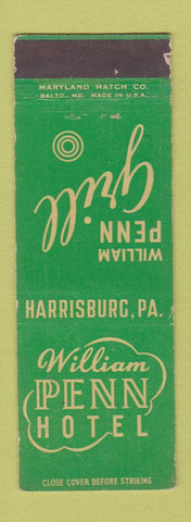Matchbook Cover - William Penn Hotel Harrisburg PA