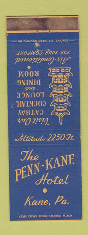 Matchbook Cover - Penn Kane Hotel Kane PA Pagoda WEAR