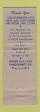Matchbook Cover - Kays Music Vending Amusement Vandergrift PA