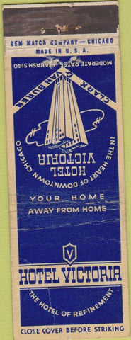 Matchbook Cover - Hotel Victoria Chicago IL Gem WORN