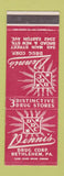 Matchbook Cover - Dennis Drug Corp Bethlehem PA
