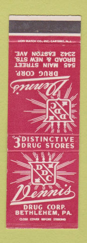 Matchbook Cover - Dennis Drug Corp Bethlehem PA