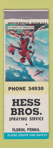 Matchbook Cover - Hess Bros Spraying Florin PA