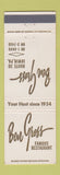 Matchbook Cover - Ben Gross Restaurant Irwin PA