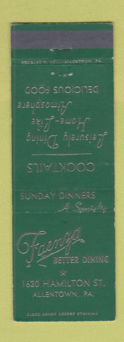 Matchbook Cover - Faenza Restaurant Allentown PA