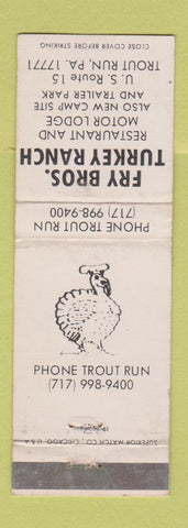 Matchbook Cover - Fry Bros Turkey Ranch Trout Run PA WEAR