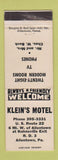 Matchbook Cover - Klein's Motel Allentown PA