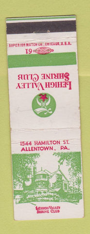 Matchbook Cover - Lehigh Valley Shrine Club Allentown PA