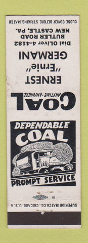 Matchbook Cover - Ernest Germaini Coal New Castle PA WEAR