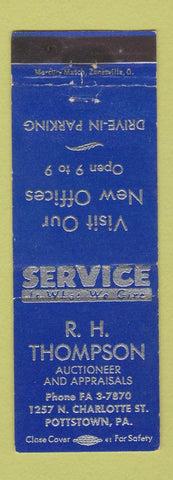 Matchbook Cover - RH Thompson Auctioneer Pottstown PA