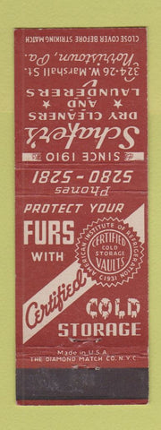 Matchbook Cover - Schafer's Dry Cleaners Laundry Norristown PA