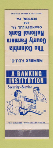 Matchbook Cover - Columbia County Farmers National Bank Benton Orangeville PA