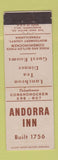 Matchbook Cover - Andorra Inn Conshohocken PA WEAR