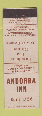 Matchbook Cover - Andorra Inn Conshohocken PA WEAR
