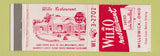 Matchbook Cover - Willo Restaurant Willowick OH WEAR
