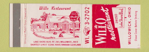 Matchbook Cover - Willo Restaurant Willowick OH WEAR