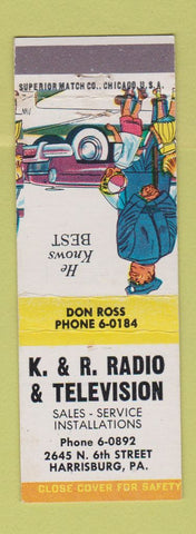 Matchbook Cover - K&R Radio TV Harrisburg PA